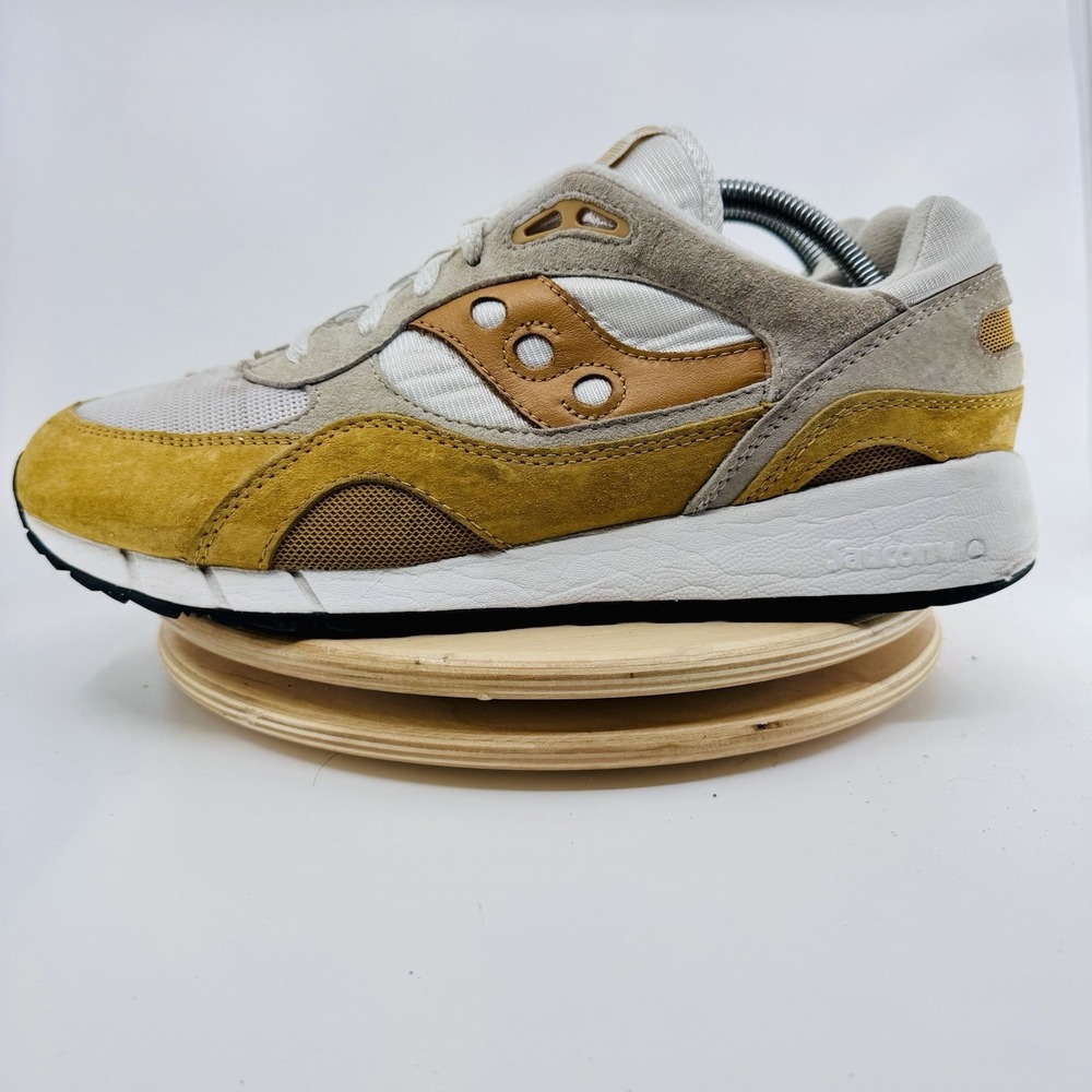 Saucony Shadow 6000 Sneakers Mens 11.5 White tan brown Suede Casual Shoes